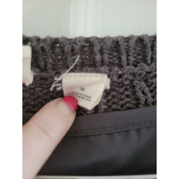 Moth Anthropologie Womens Ella Gray Cable knit Sweater layered tunic size Medium - Picture 3 of 8